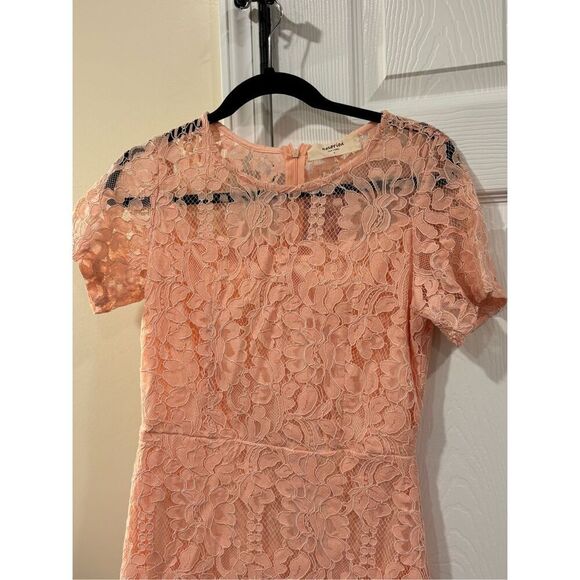 Amorini The Label Women Floral Crochet Lace Overlay Sheath Dress Pink Medium NWT - Picture 2 of 6